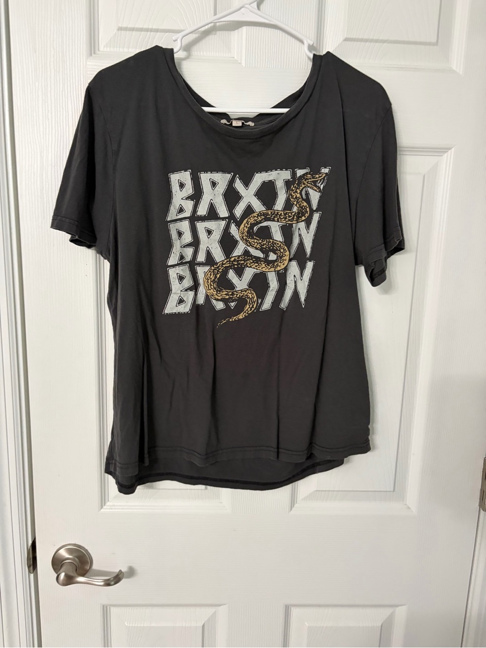 Brixton Charcoal Tee with Gold Snake Graphic